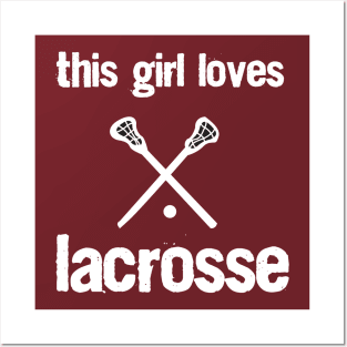 This Girl Loves Lacrosse Shirt For Lacrosse Girl / LAX Gift / Youth Lacrosse Practice Shirt For Girls / Highschool Elementary School College Posters and Art